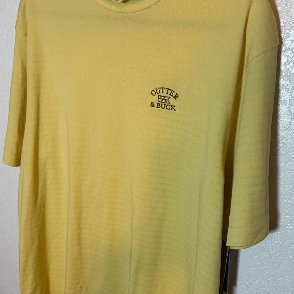 Cutter Buck Butter Yellow CB Dry Tec Preppy Activewear Mockneck Tee Size Large